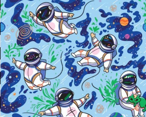 tela astronautas algodón